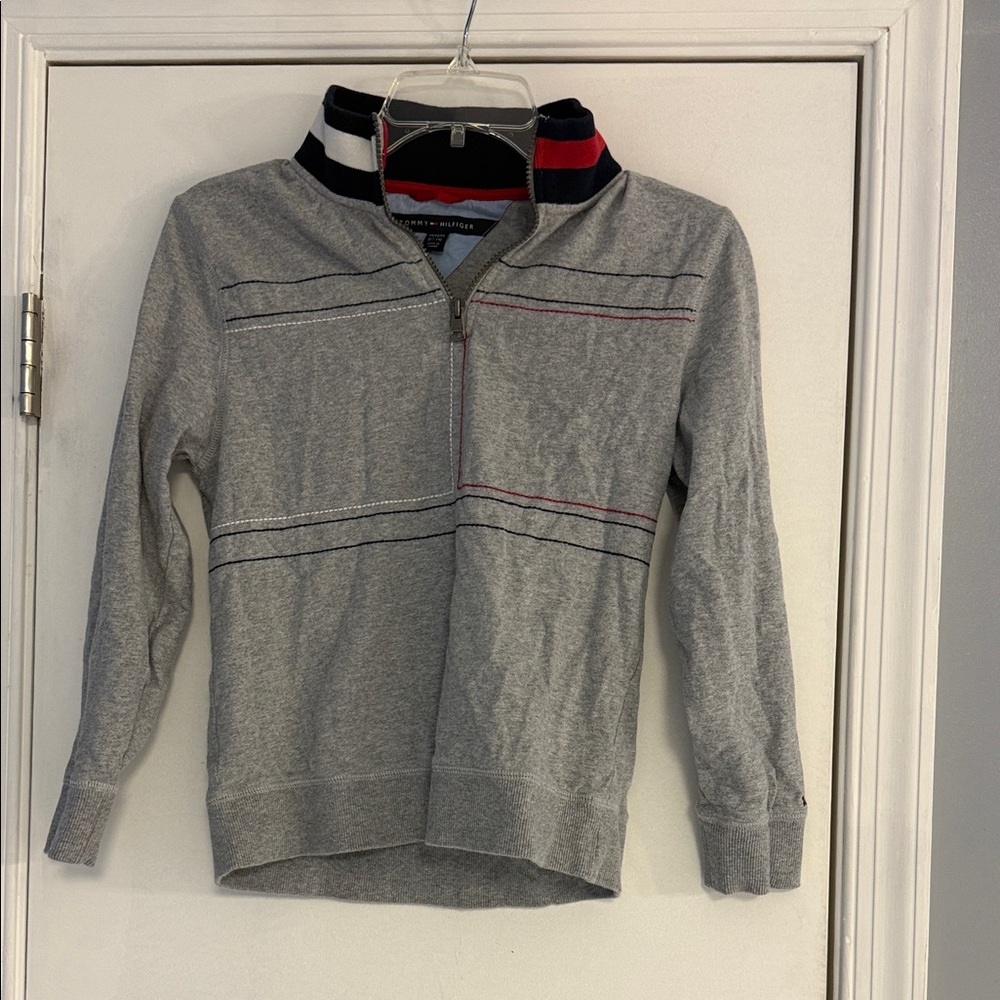 Tommy Hilfiger Kids Gray Zip-Up with Red and Navy Accents